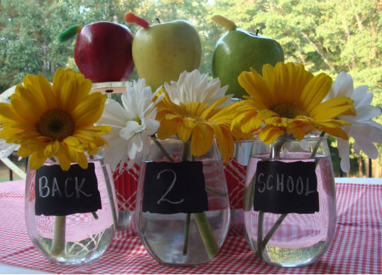 back to school flower and apples
