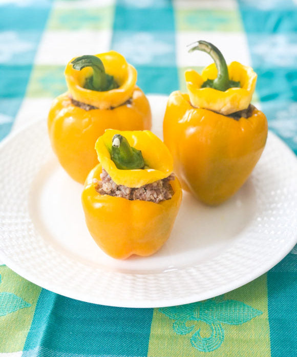 pots of gold stuffed peppers with tops on them