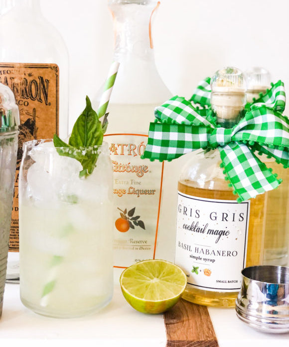 gris gris cocktail magic recipe for margarita ingredients on white board