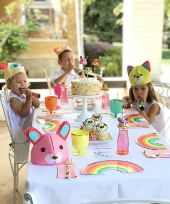animal themed party with felt hats