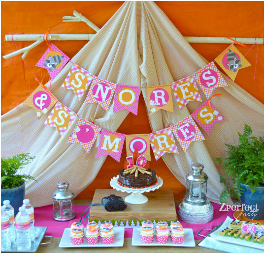 CUTE CAMP OUT PARTY ~ SNORES AND S'MORES