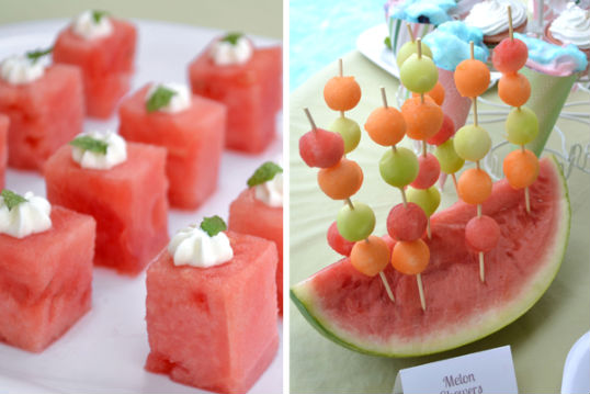 summer watermelon and melon skewers