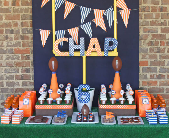 football themed party tablescape