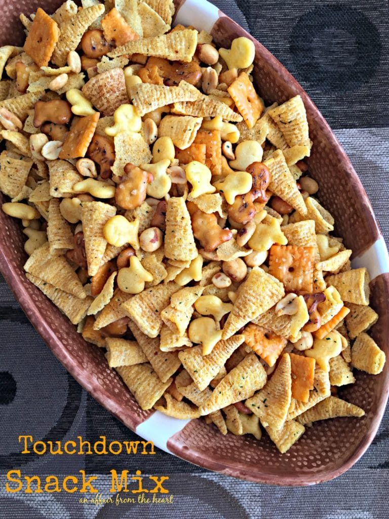 snack mix for parties with bugles goldfish chex cereal
