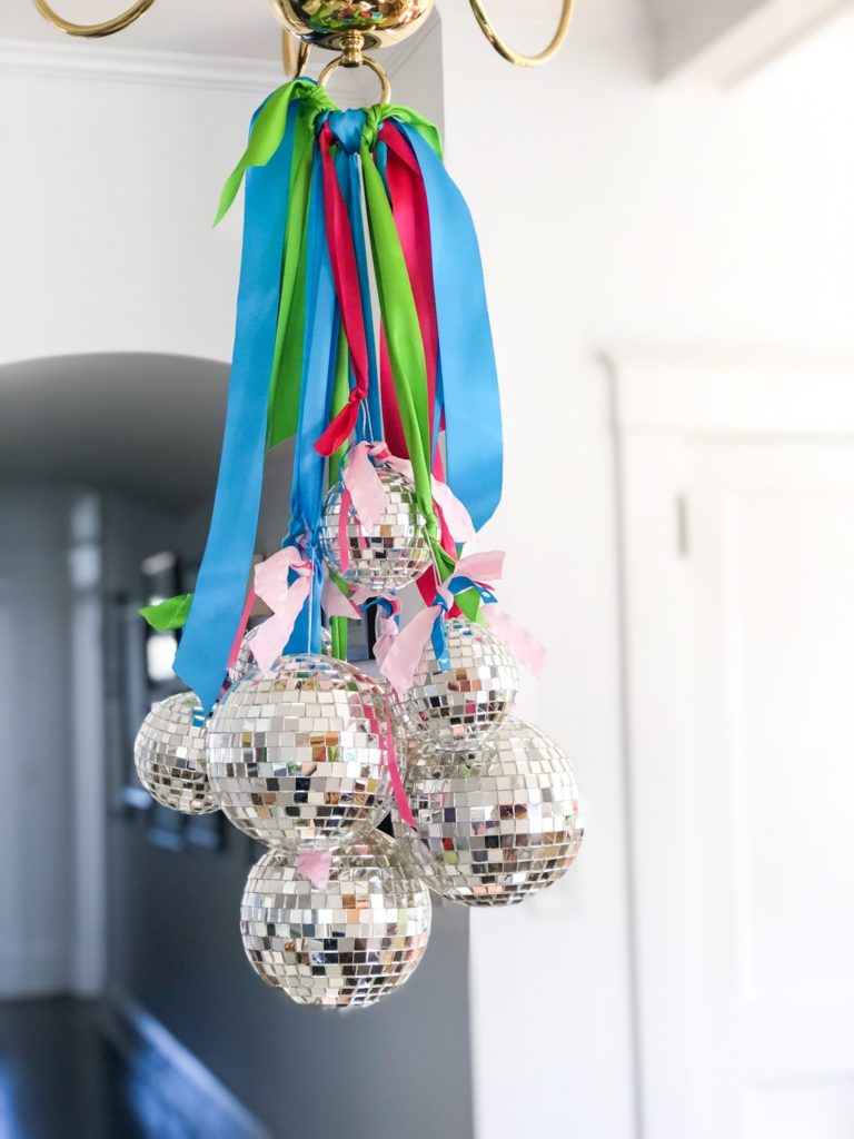 easy new years eve party ideas with disco ball chandelier