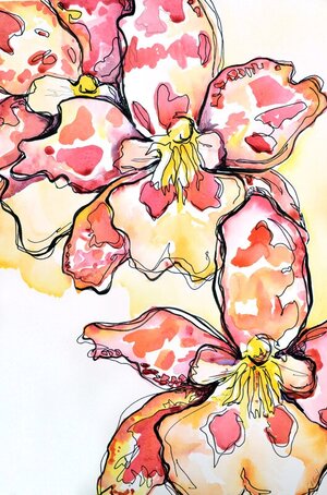 original watercolor and ink painting courtney khail