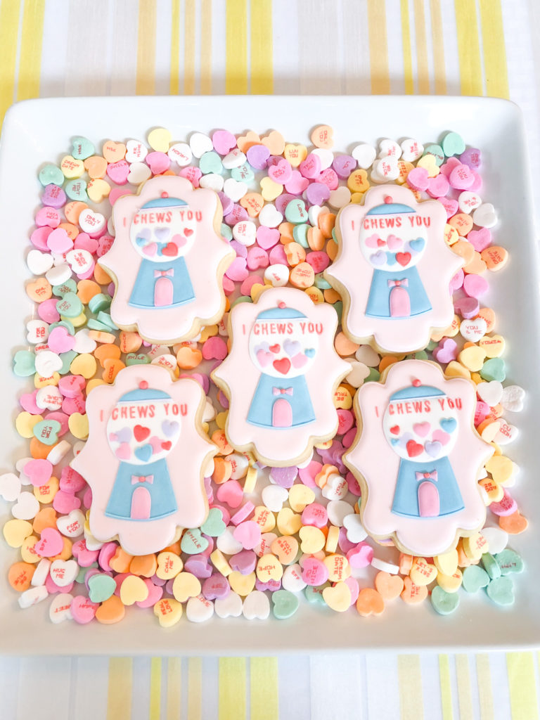 supper club candy conversation heart cookies on top of candy