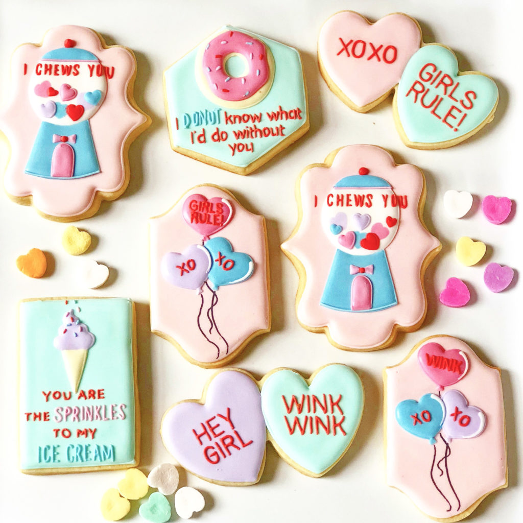 supper club conversation candy hearts decorated cookies