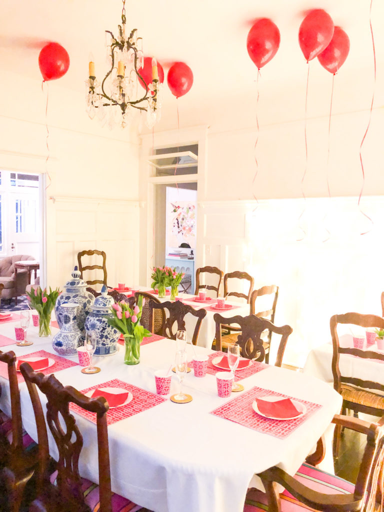 supper club love you pho real dining room with red balloons on ceiling