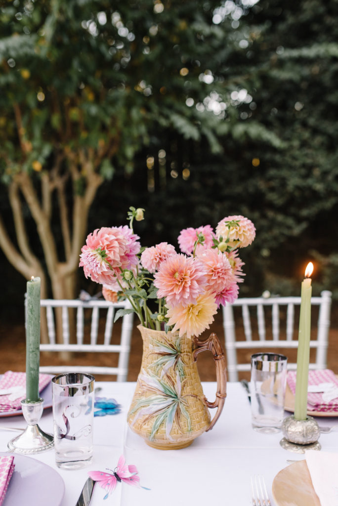 garden party dinner celebration sallie holder flowers in vase on table