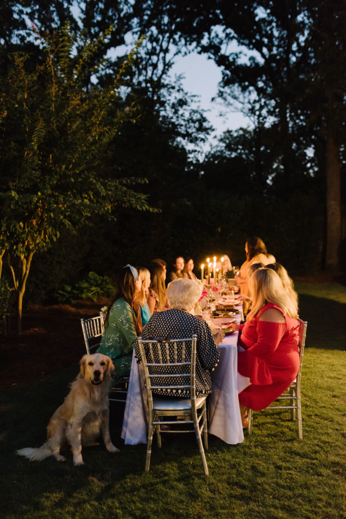 garden party dinner celebration sallie holder table dog