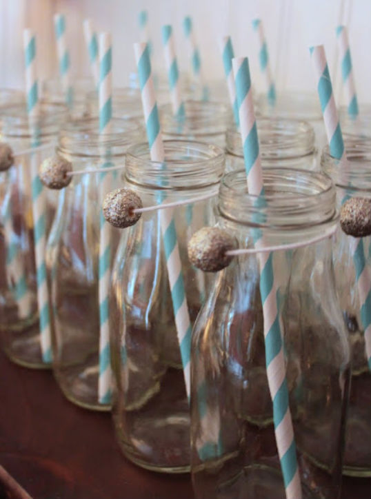 new year's eve disco ball drinks with blue straws