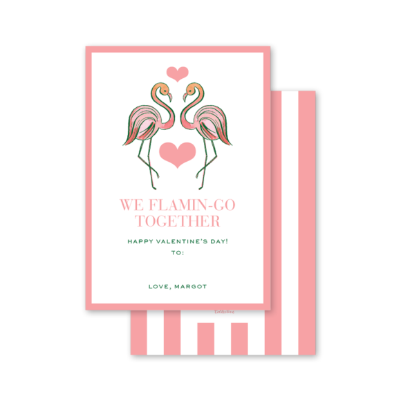 valentine card that reads we flamingo together