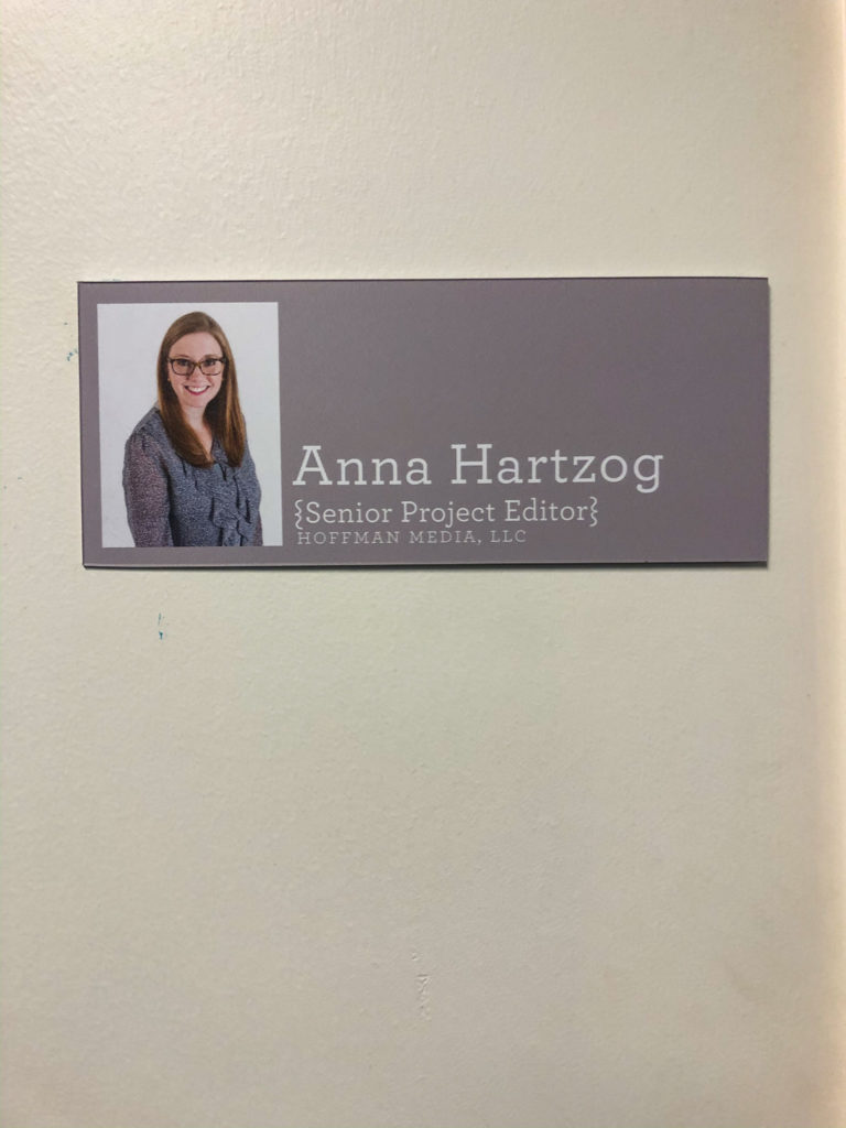 work place plaque with name photo and editorial position at hoffman media anna hartzog