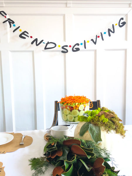 friendsgiving banner and trifle