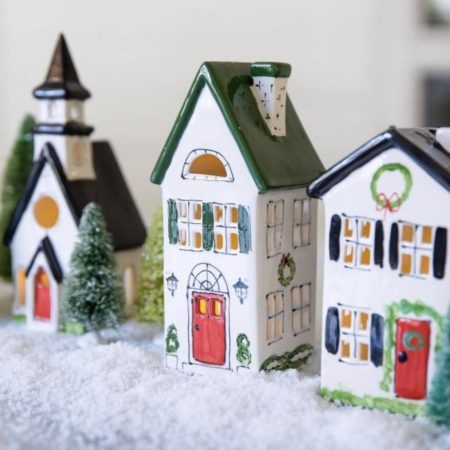 christmas houses made of pottery that light up