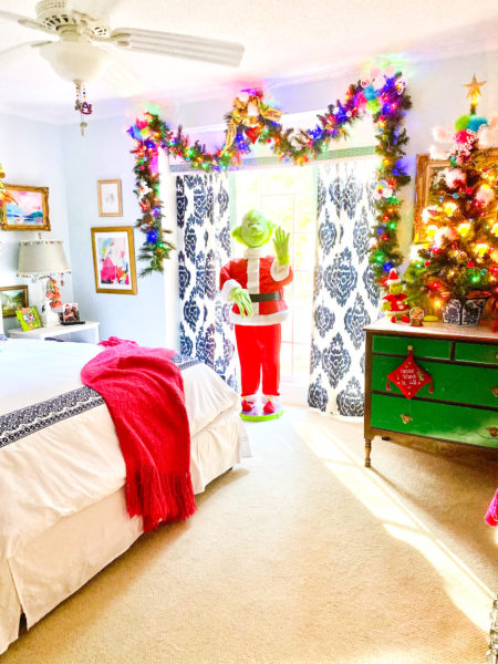 gring in bedroom decorated for christmas