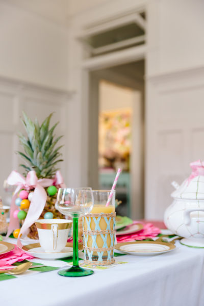 pink-green christmas brunch table set