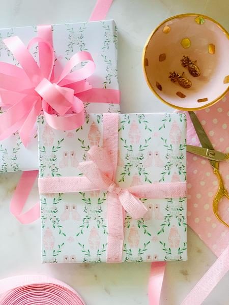 pink foo dog gift wrap