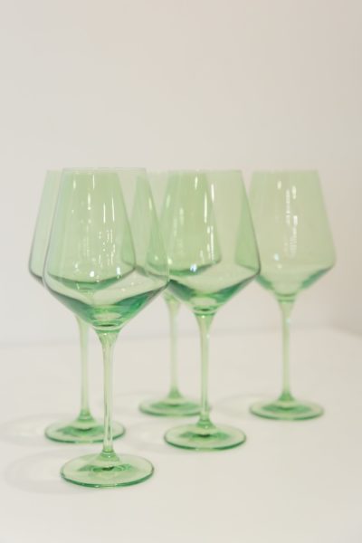 mint green estelle colored glass stemware wine glass set