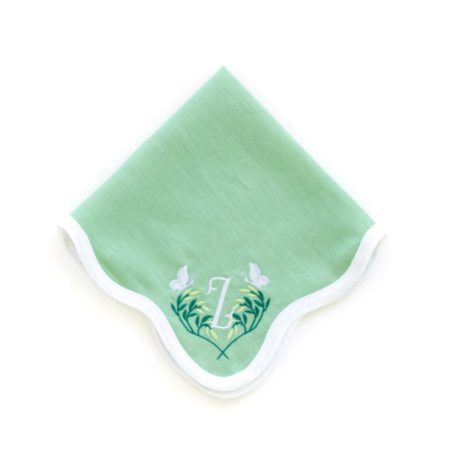 green square embroidered napkin placemat folded