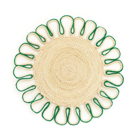 woven plam placemat in green loops