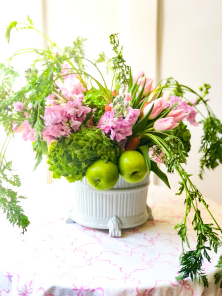 easter flower arrangement side view