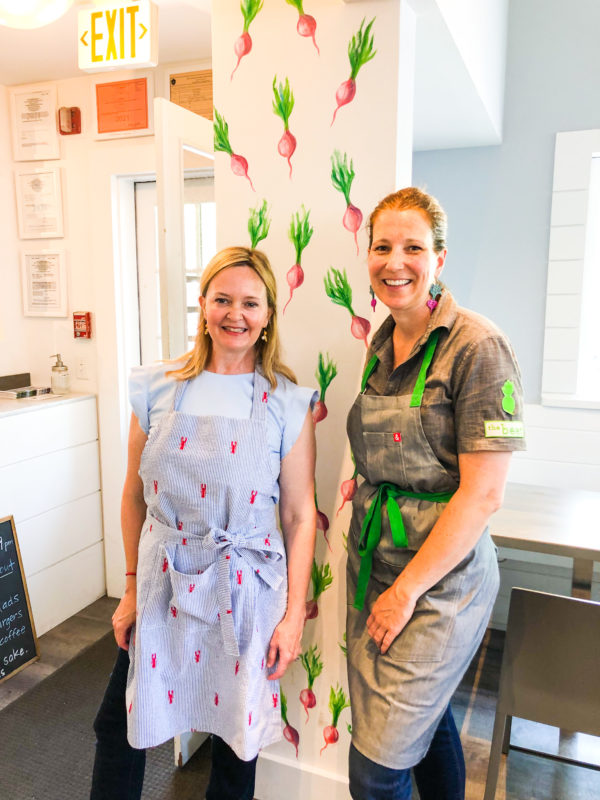 two ladies wearing aprons at the beet restaurant in nantucket ma
