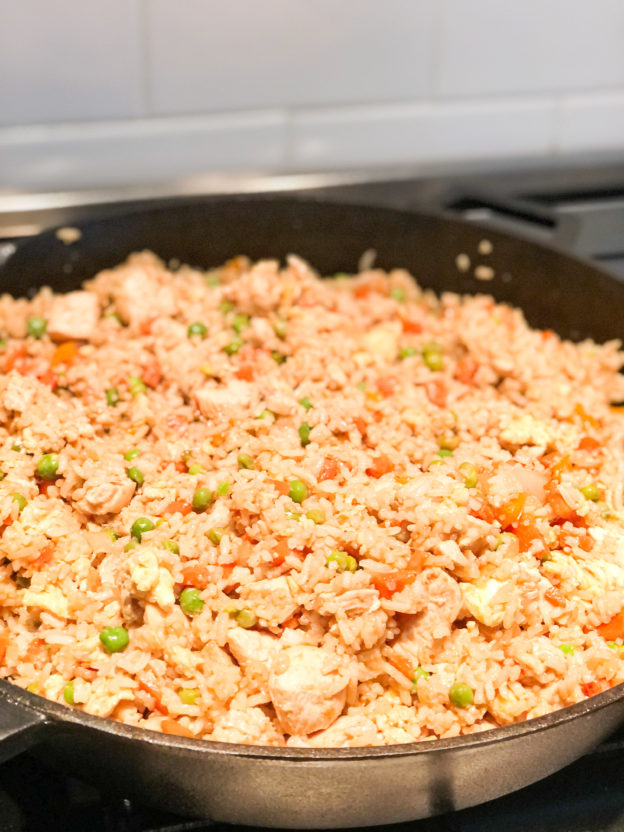 stir fry close up in large pan on stove