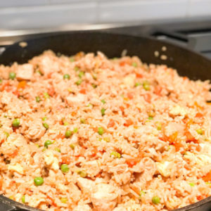 stir fry close up in large pan on stove