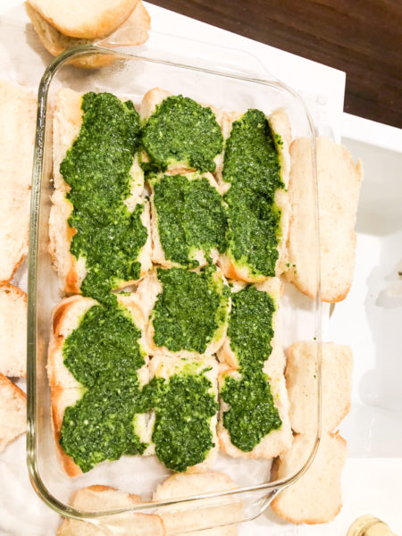 spinach basil pesto on slider rolls