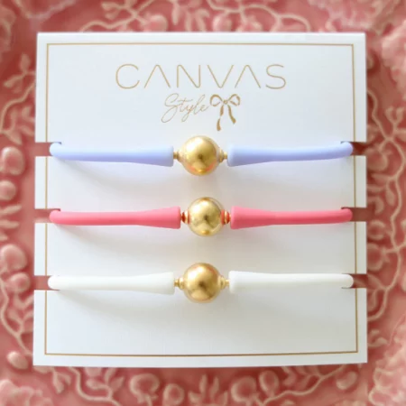 lavendar-pink-white-bracelets-with-gold-ball