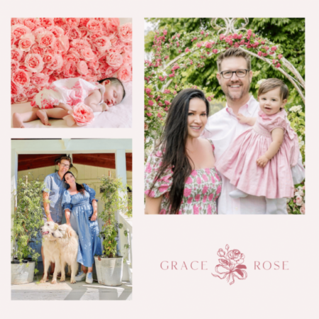 grace-rose farm family surrounded by the roses they grow