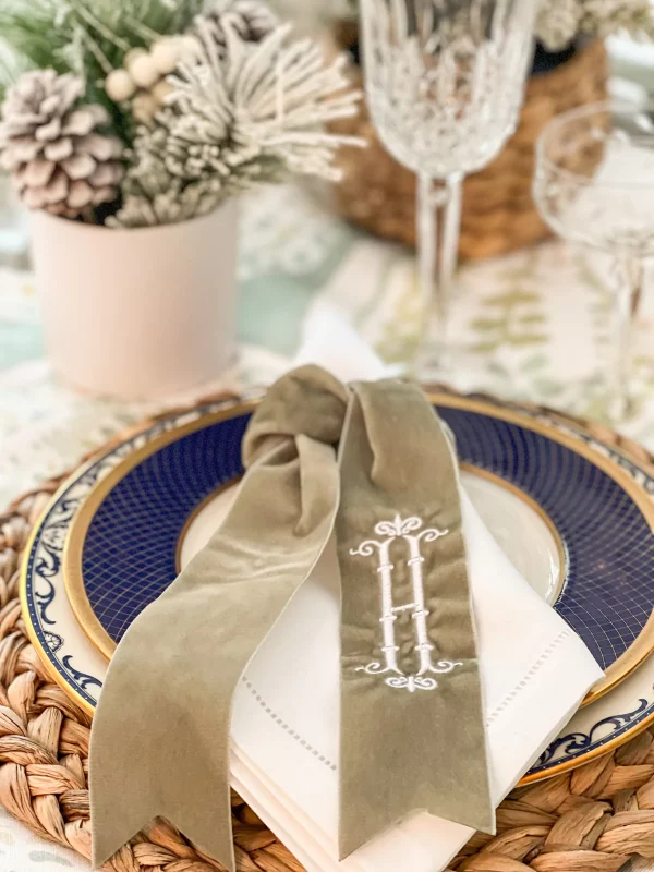 Velvet Napkin Twillies by Preppy Stitch featured in Table Setting