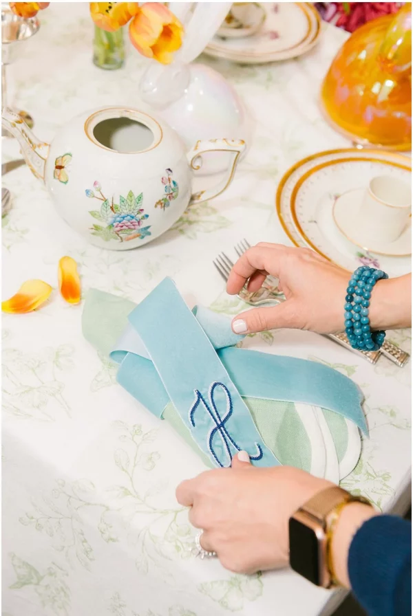 Velvet Napkin Twillies by Preppy Stitch featured in Table Setting