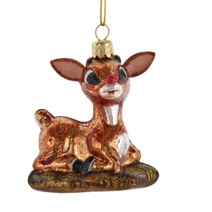 baby rudolph glass christmas ornament
