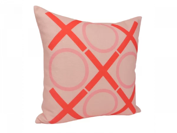 square pillow with red and pink xo