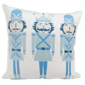 square pillow with 3 blue nutcrackers