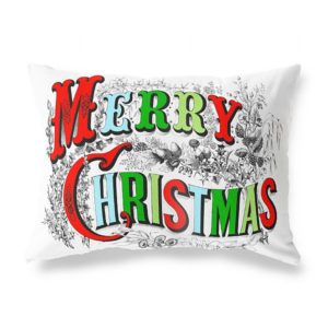 merry christmas pillow in vintage font