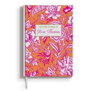 pink and orange floral journal with name on it