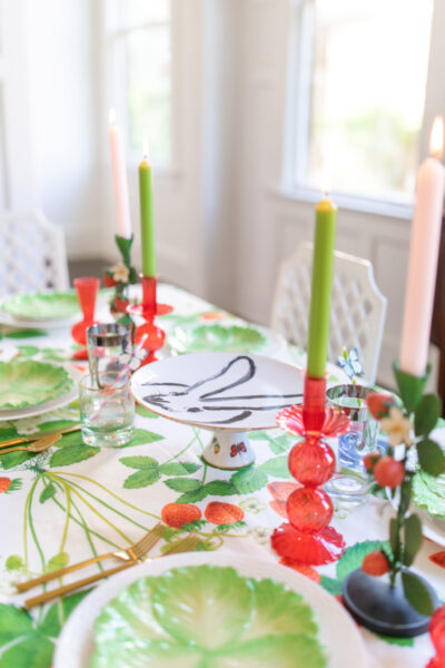 strawberry themed table setting